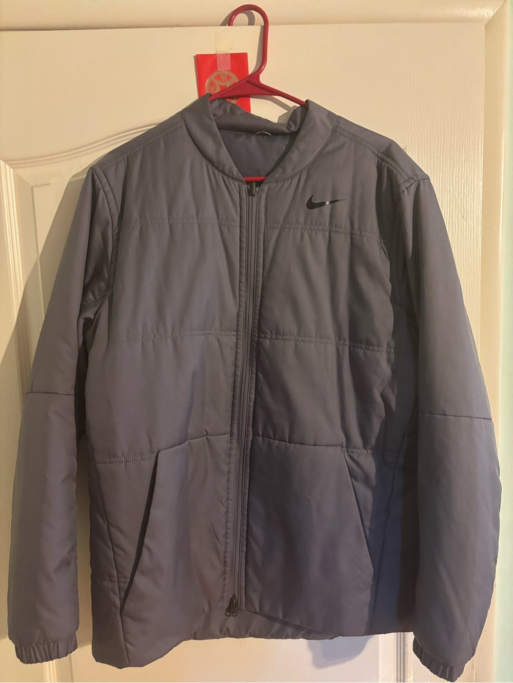 Nike Men's Slate Gray Quilted Puffer Jacket Large Reversible Design